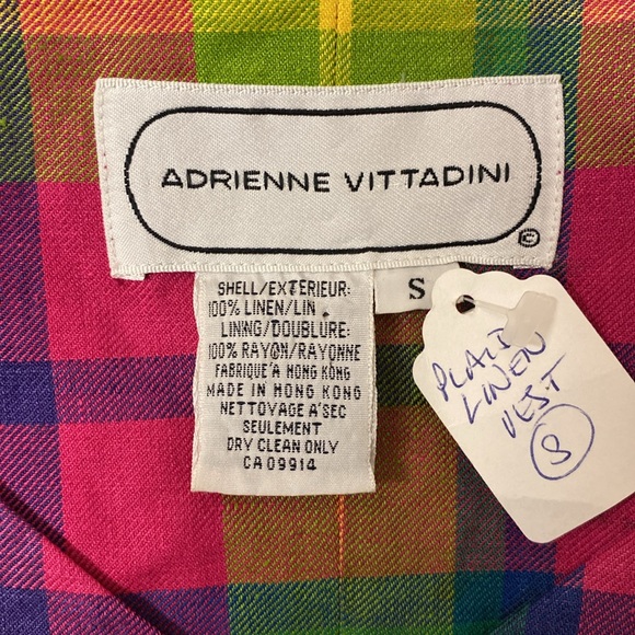 Plaid Linen Adrienne Vittadini Vest, S - Picture 4 of 4